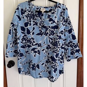St. John's Women's Linen Floral Tunic Blouse size M